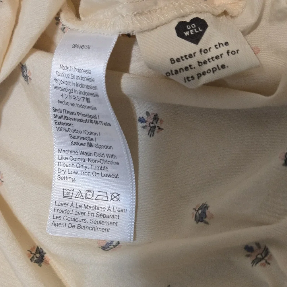 Madewell Gathered Puff Sleeve Crop Top In Sunrise Floral 3/4 Sleeve Size Small